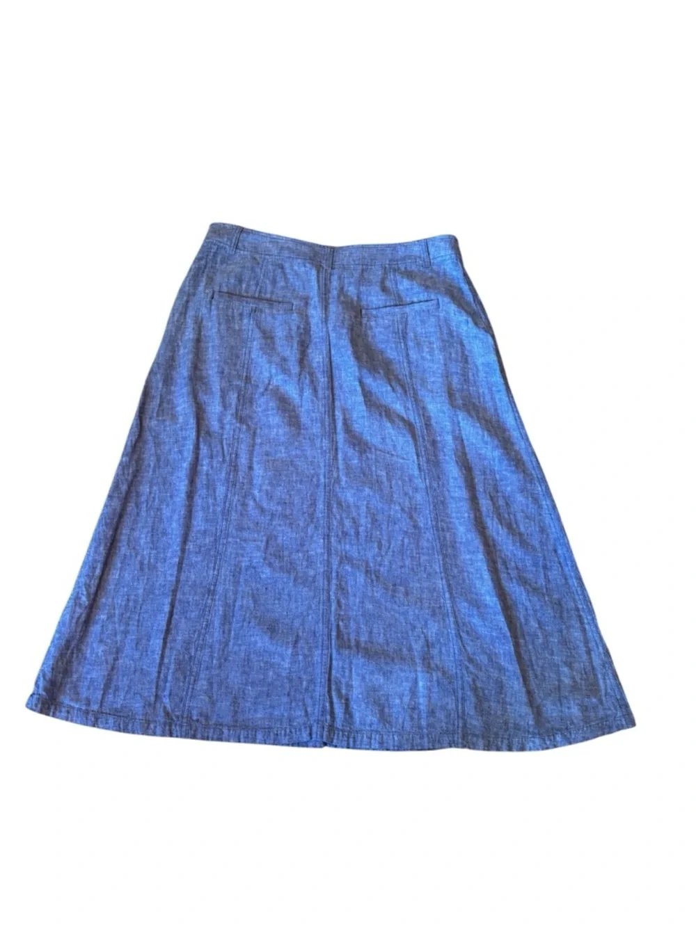 Christopher & Banks Blue A-Line Midi Skirt Linen